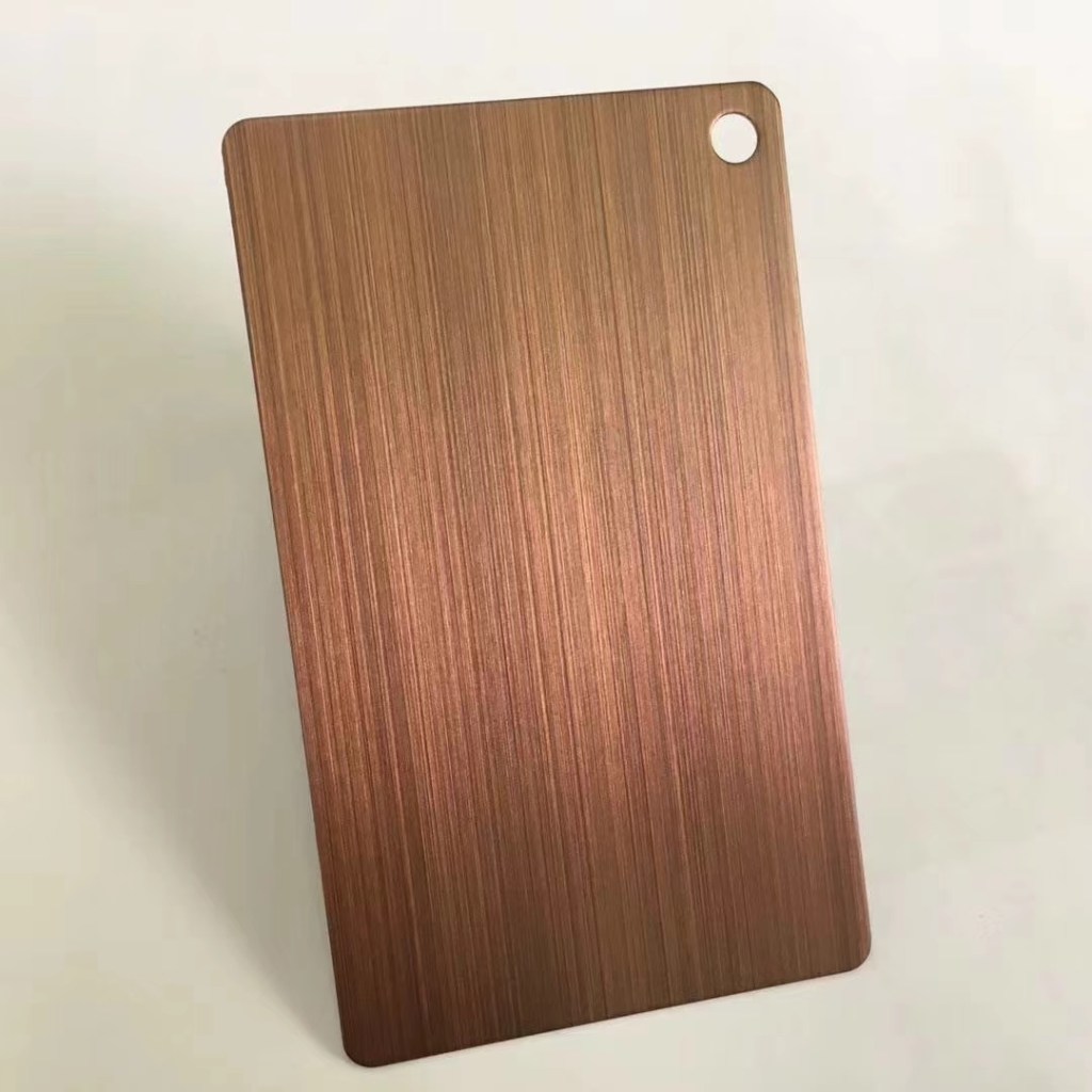 Copper brown brushed colored stainless steel sample