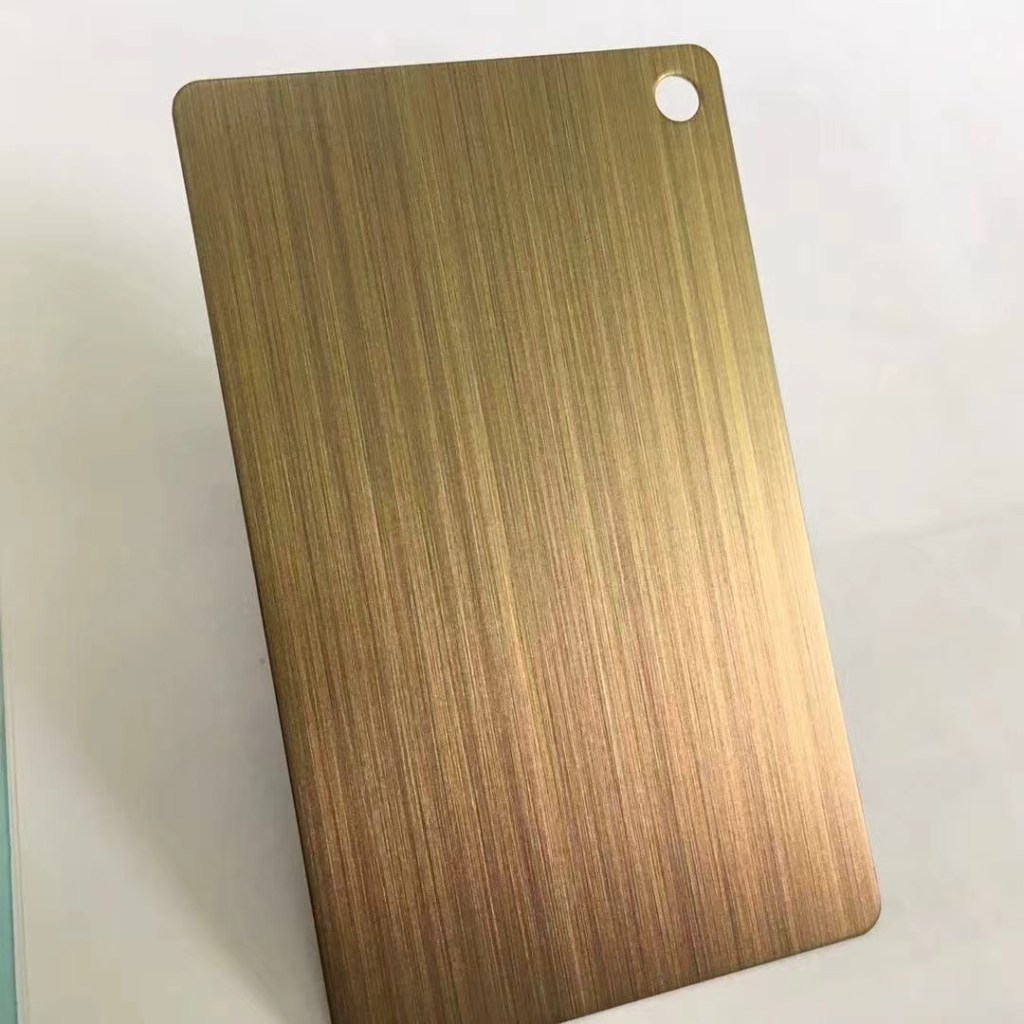Champagne gold brushed colored stainless steel sample