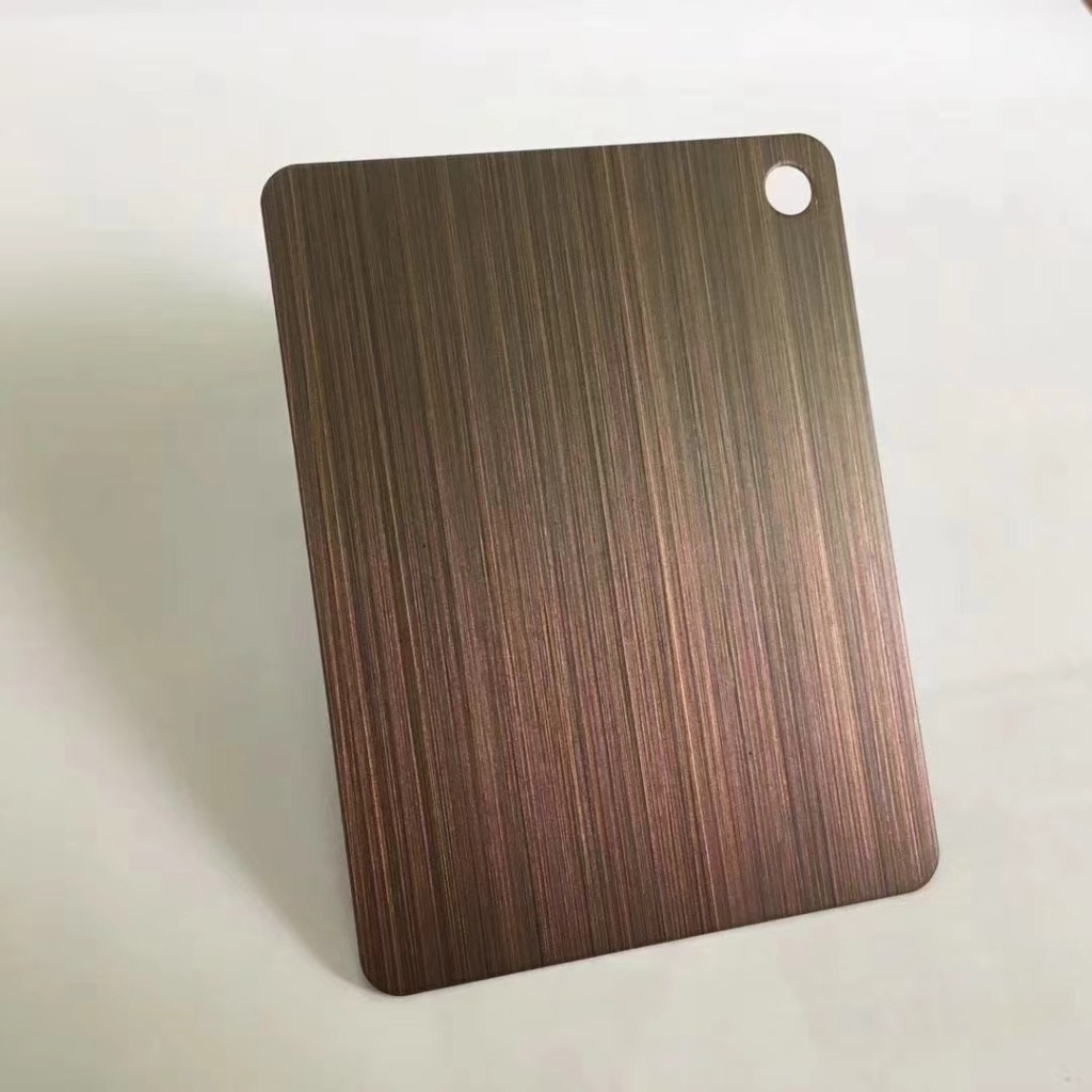 Dark bronze brushed colored stainless steel sample