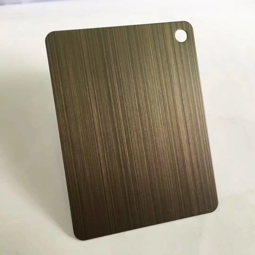 Dark brown brushed colored stainless steel sample