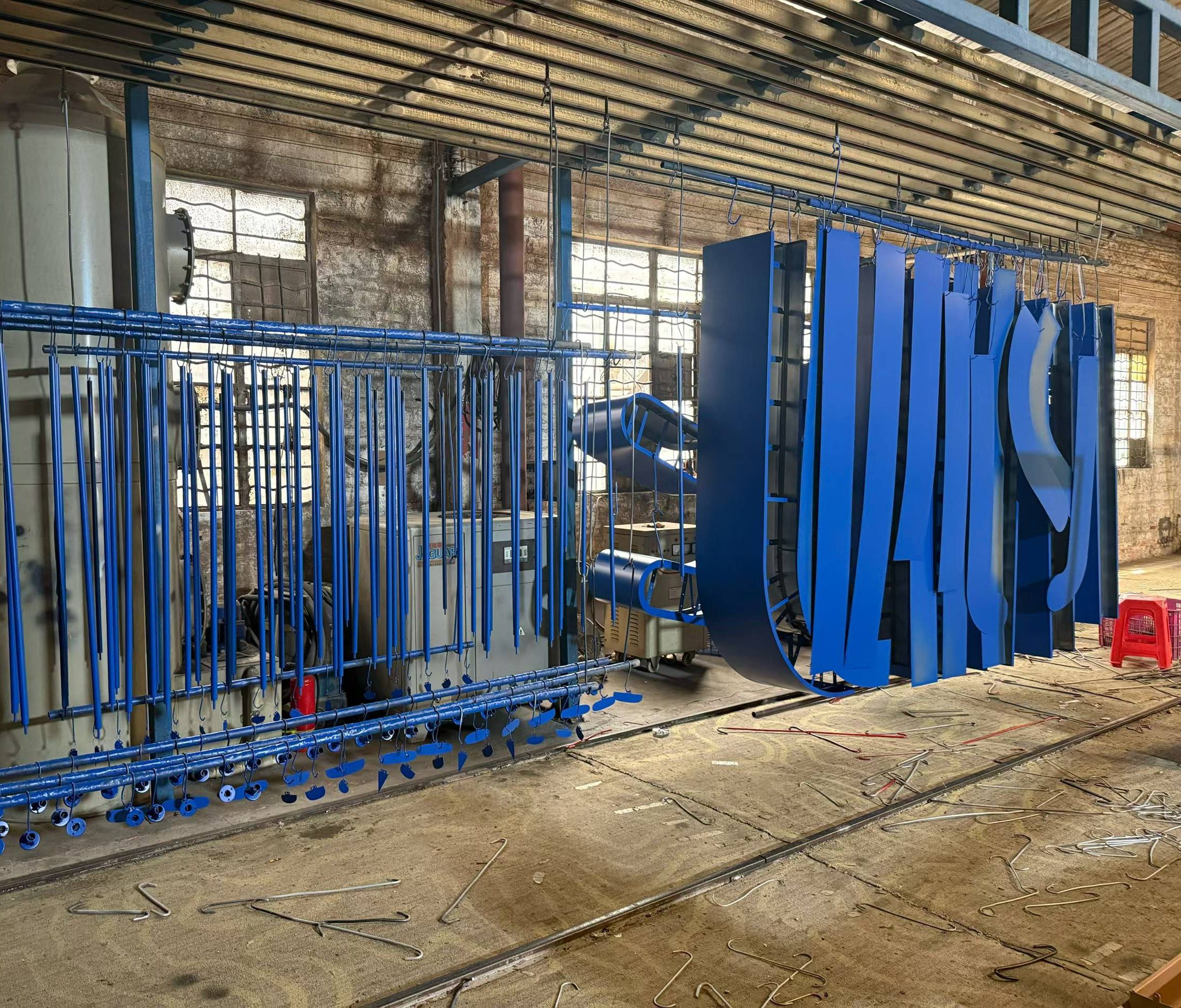 Metal parts for electroplating and powder coating in the production workshop