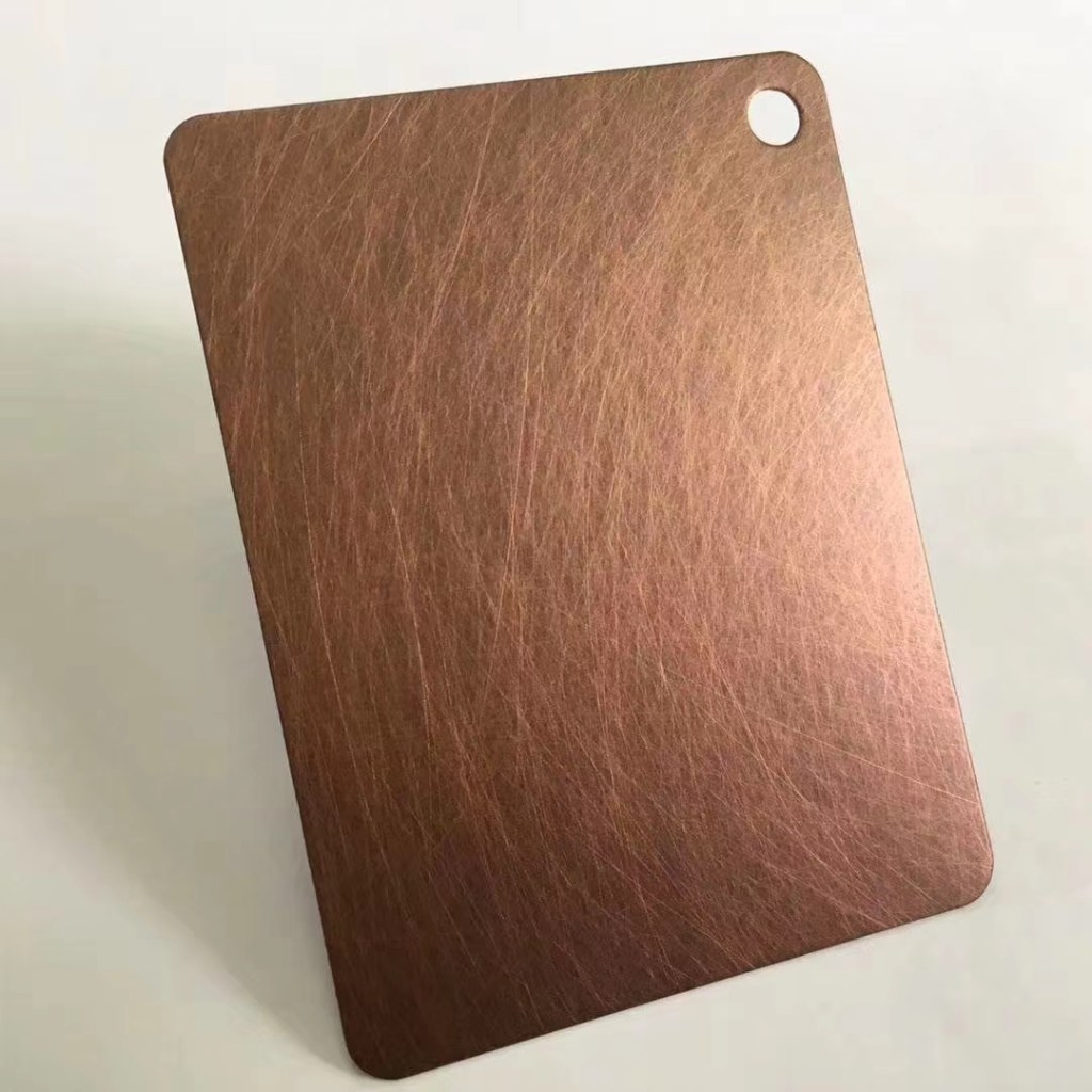Rose gold brushed colored stainless steel sample